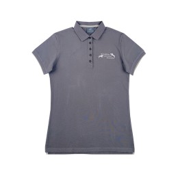 Order online for women's gray short-sleeved Polo shirt, personally designed five-button chest, equestrian competition, 100%C P1548 Order online for women's gray short-sleeved Polo shirt, personally designed five-button chest, equestrian competition, 100%C P1548